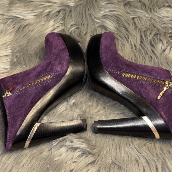 EUC Diane von Furstenberg DVF Purple Suede Heel Mule Pumps Size 6 - Picture 5 of 12